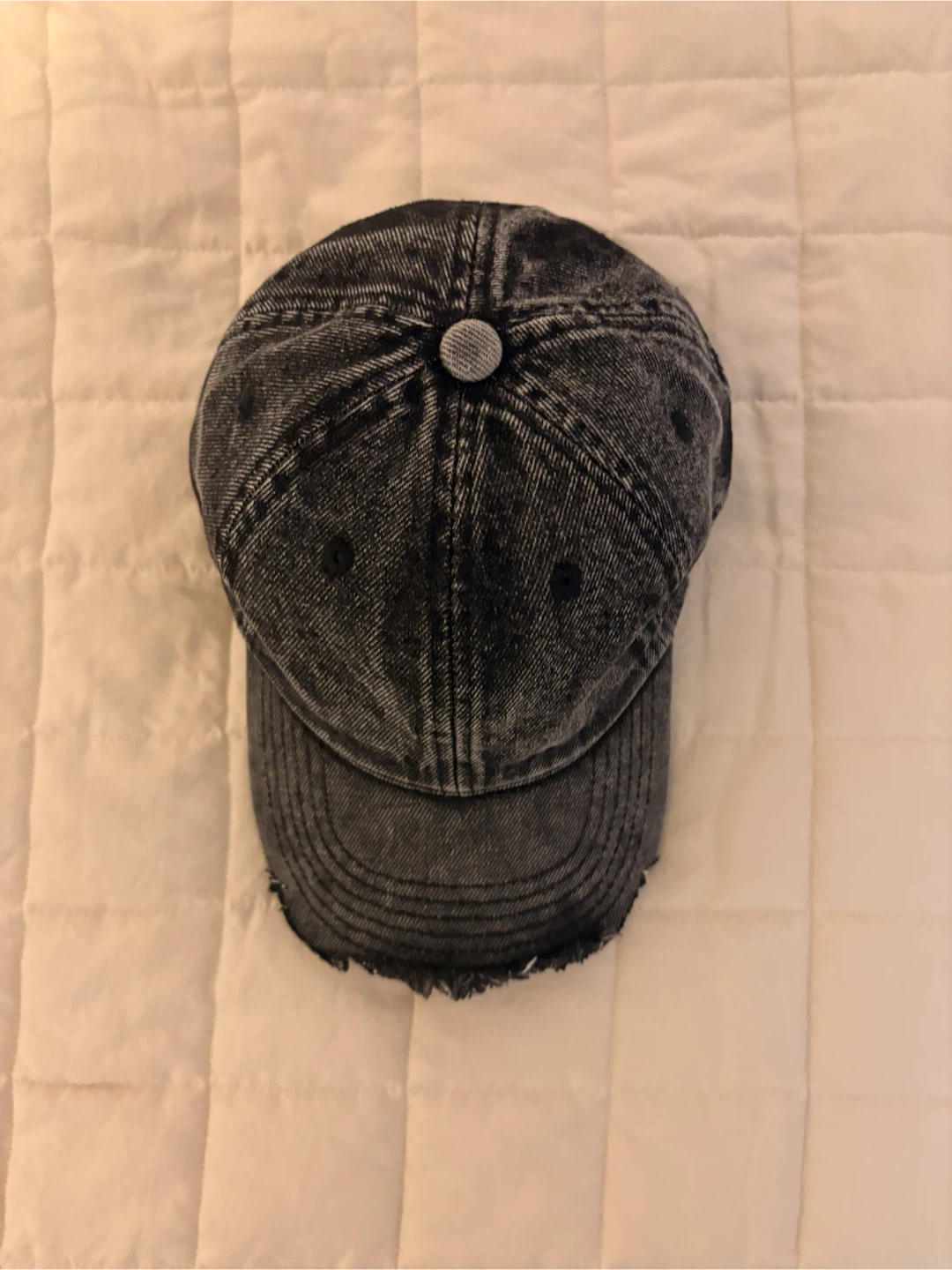 Black Distressed Denim Hat