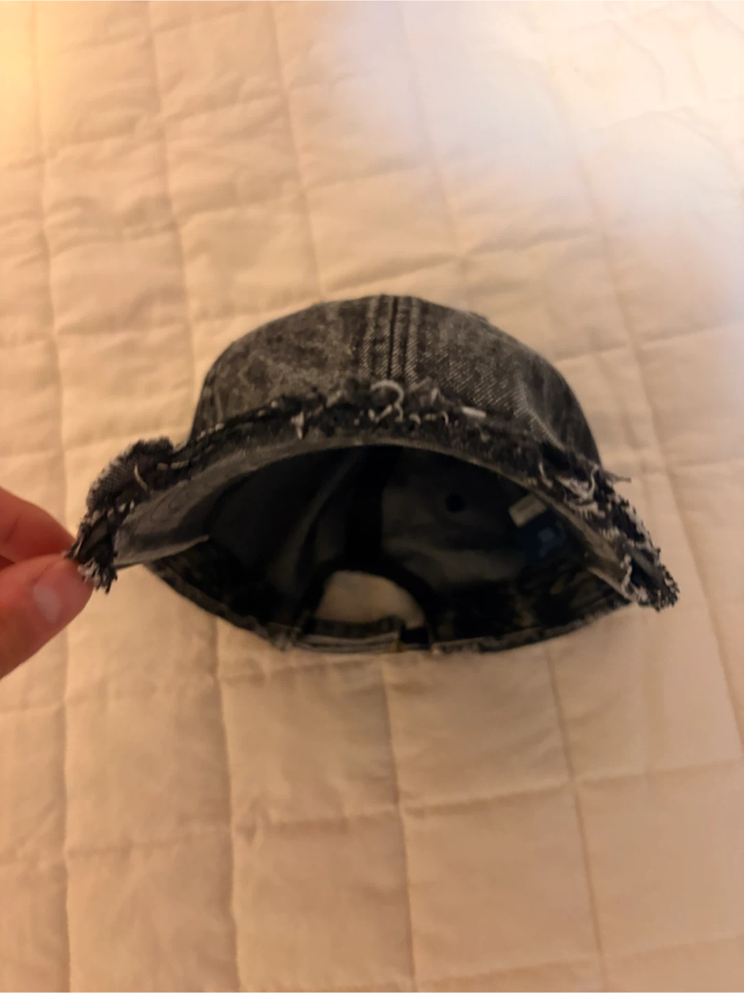 Black Distressed Denim Hat - photo 2