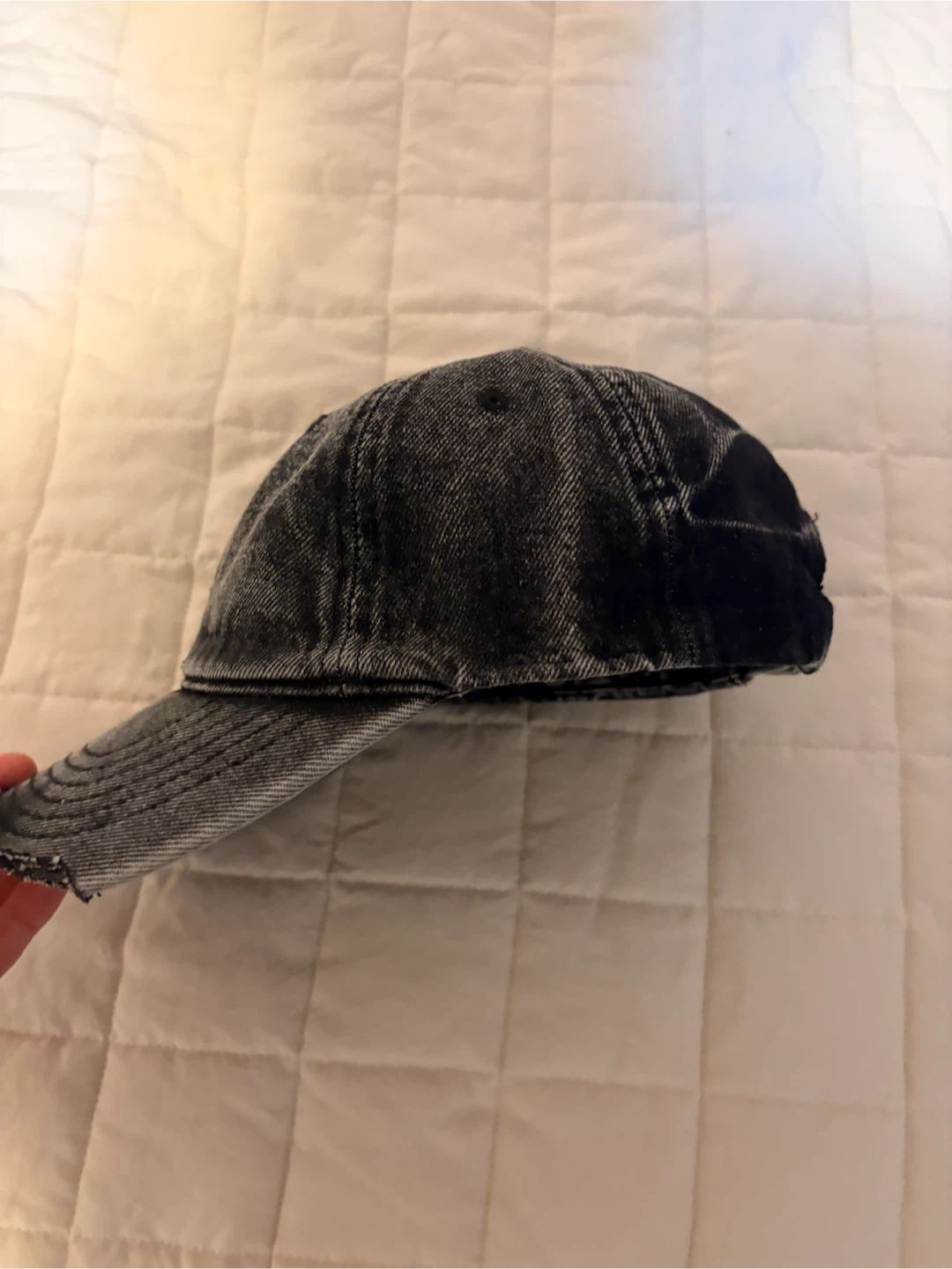 Black Distressed Denim Hat - photo 3