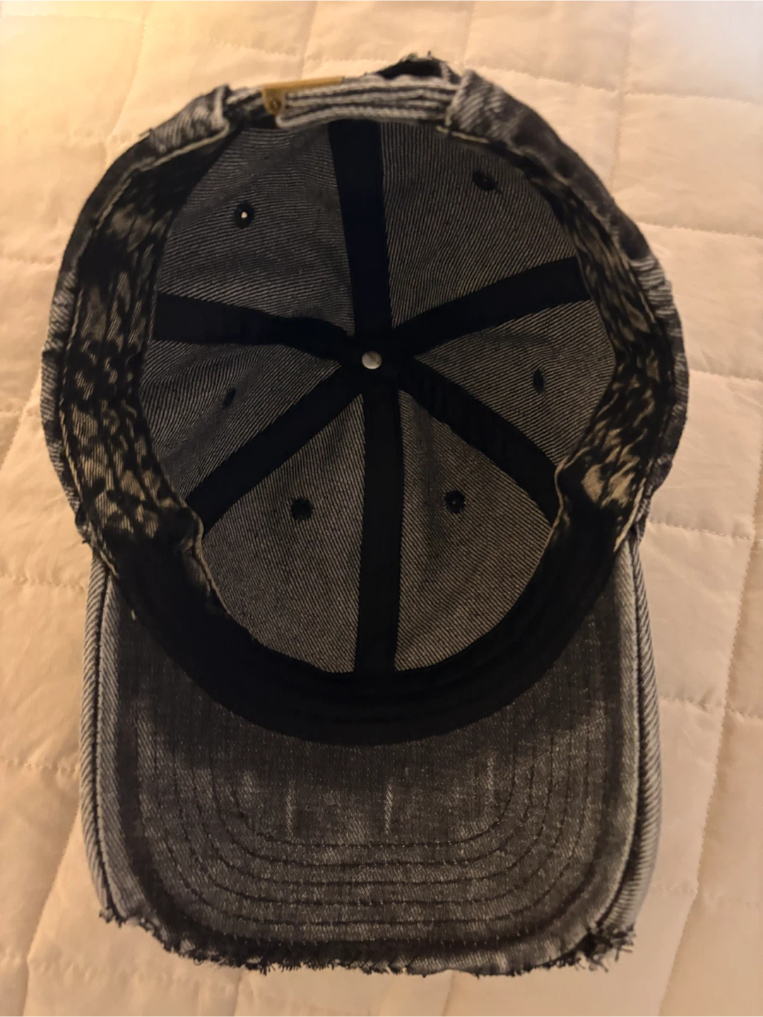 Black Distressed Denim Hat - photo 5