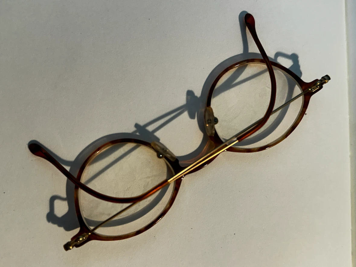 Vintage Round Honey Amber Glasses Wavy Gold Arms - photo 3