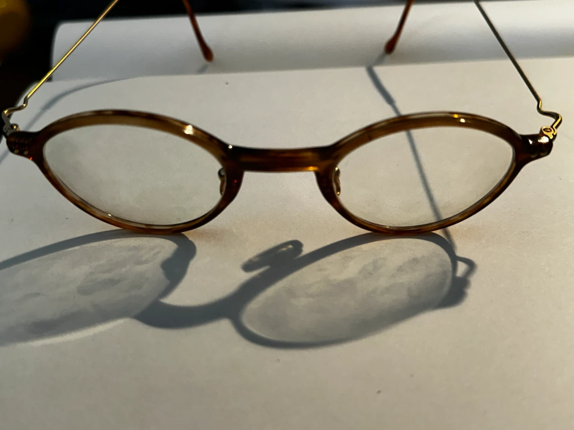 Vintage Round Honey Amber Glasses Wavy Gold Arms - photo 4