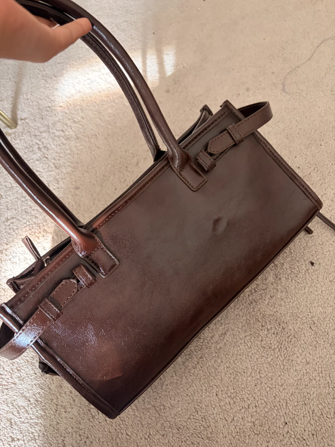 Dark Brown Structured Handbag - photo 2