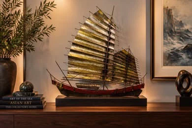 Vintage Curtis Jere mixed metal junk boat wall sculpture- signed