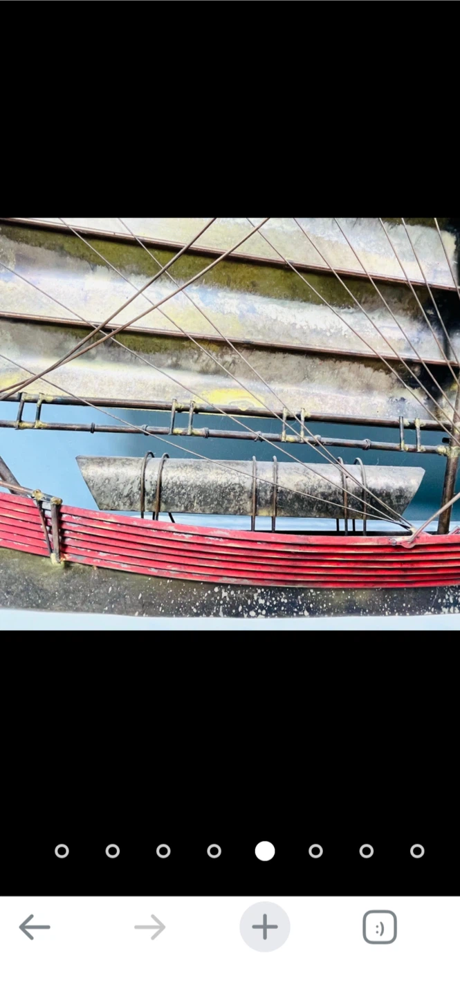 Vintage Curtis Jere mixed metal junk boat wall sculpture- signed - photo 4