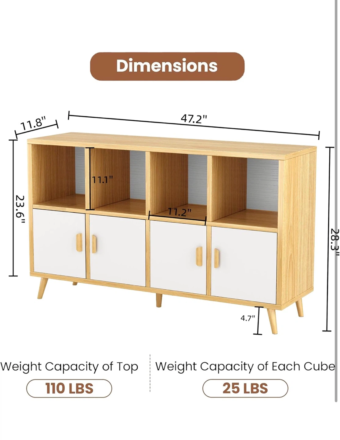 8-Cube Bookshelf with Doors , White & Brown(Brand New)