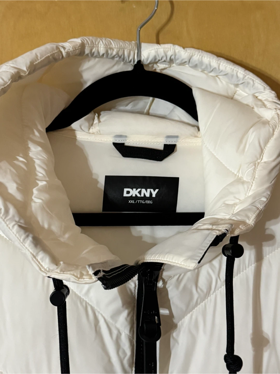 DKNY White Quilted Hooded Jacket XXL - photo 3