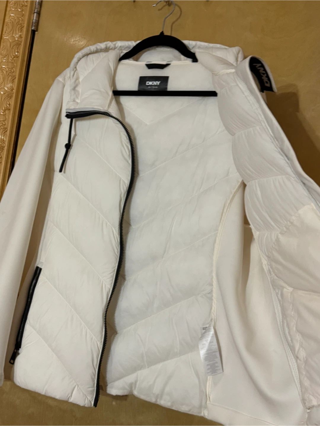 DKNY White Quilted Hooded Jacket XXL - photo 5