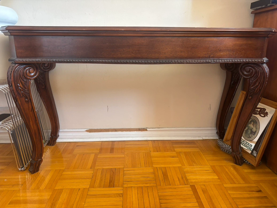 Dark wood console table with glass top - photo 2