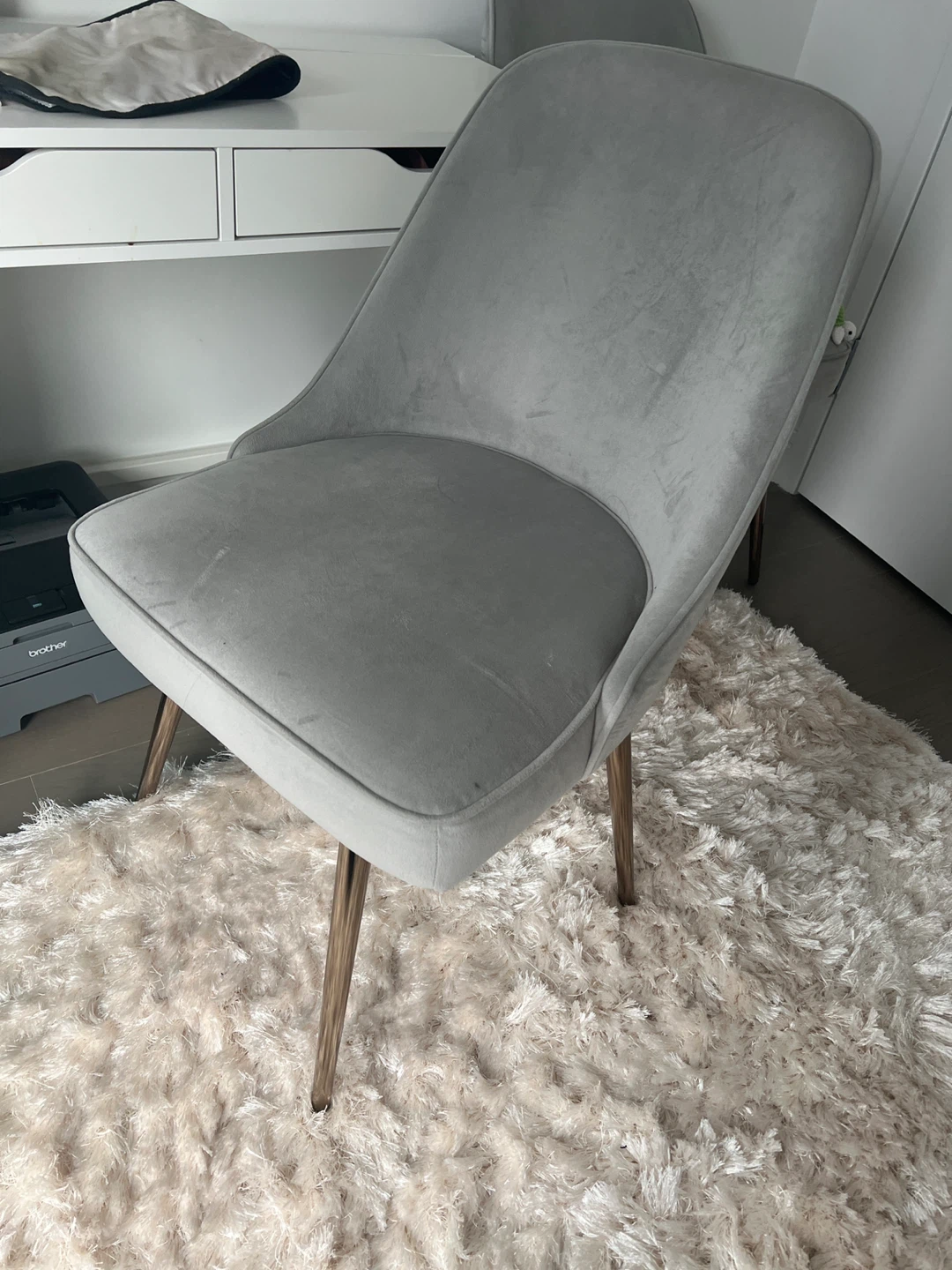Mid-Century Swivel Office Chair Pewter Velvet