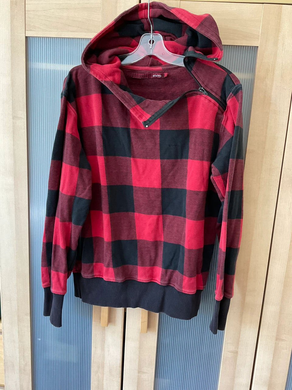 Men’s Elvine Buffalo Plaid Asymmetrical Zip Hoodie Size L - photo 2