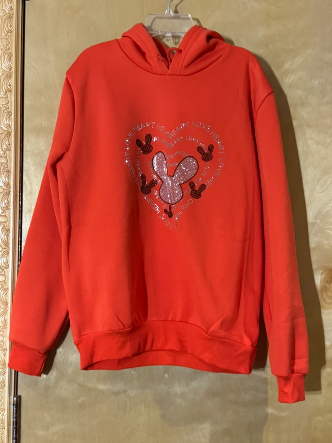 Nali Collection Red Hoodie with Rhinestone Detail