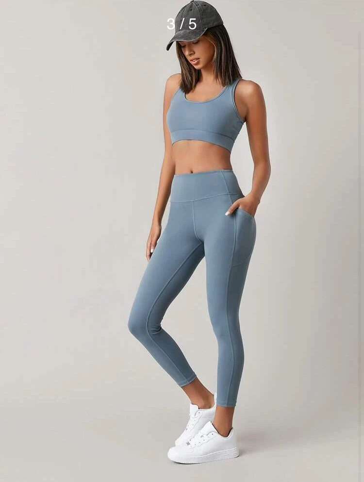 Matching Blue Sports Bra & Leggings Set