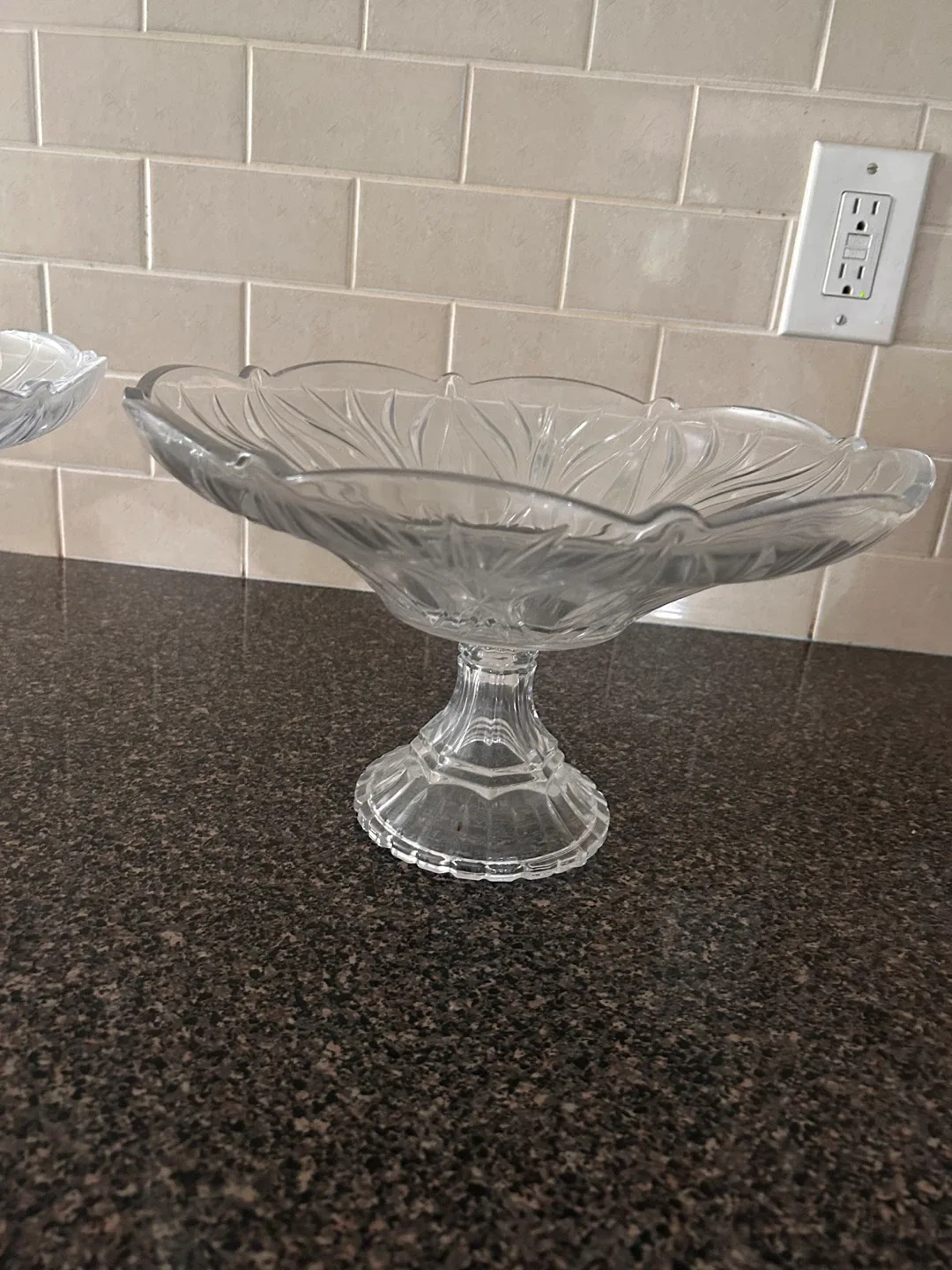 Set of Two Vintage Pedestal Crystal Bowls