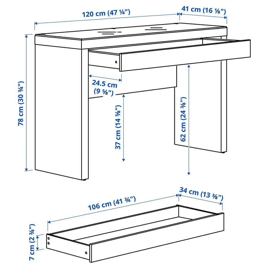 IKEA Malm Dressing Table in White - photo 2