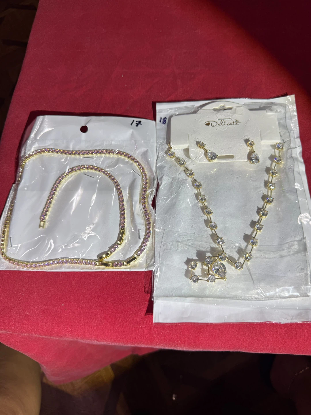 Jewelry Set and Pink Stone Necklace