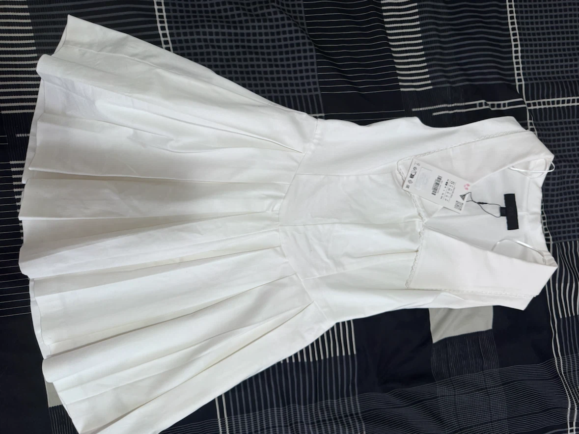 Zara White Pleated Dress
