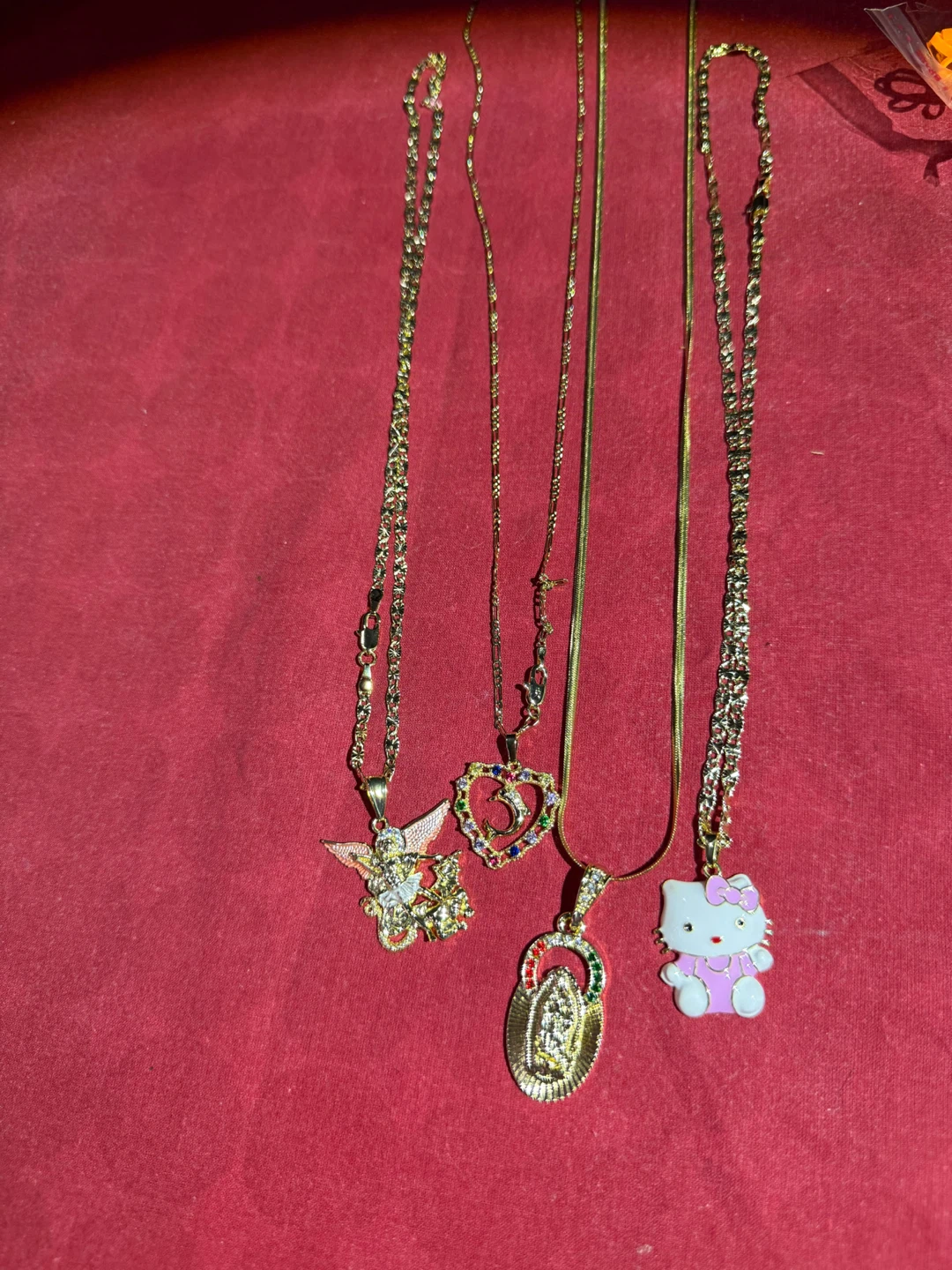 Set of Four Gold Tone Fashion Necklaces