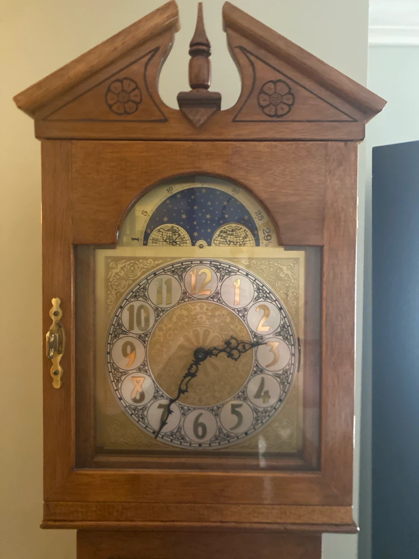 Vintage Western Germany Wooden Grandfather Clock