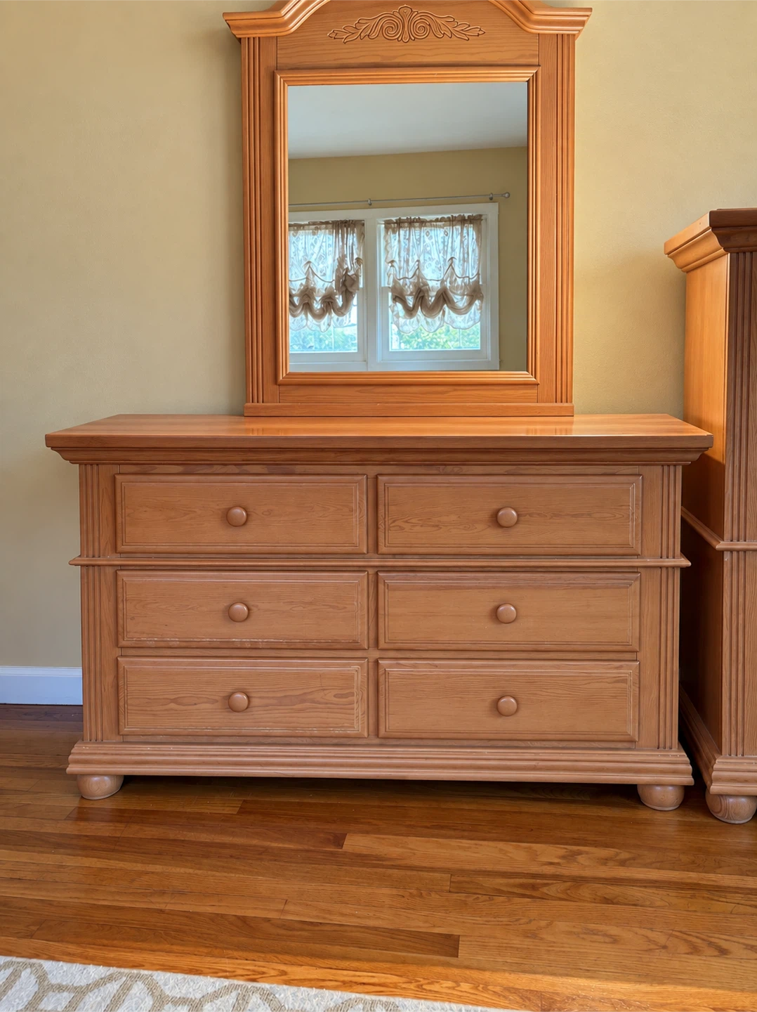 Wooden Dresser with Attached Mirror