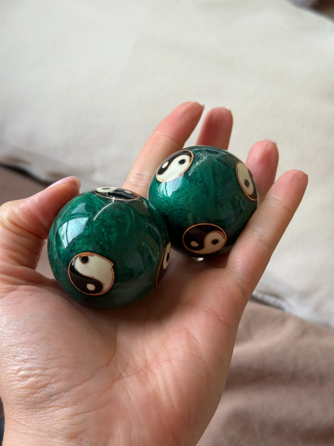 Green Yin Yang Meditation Balls