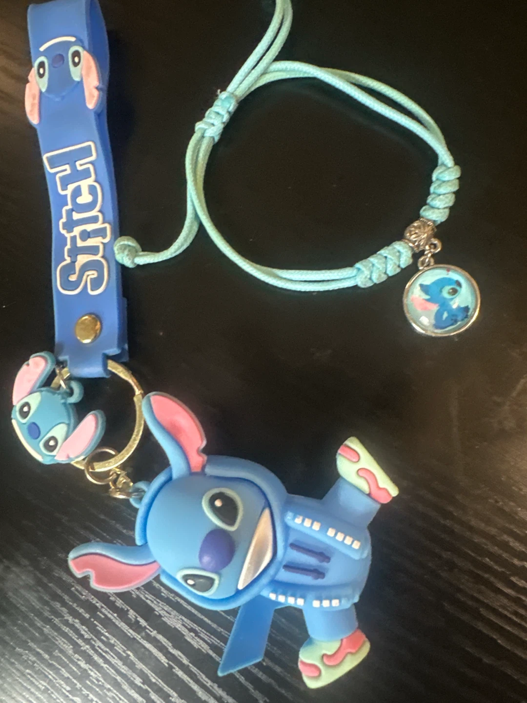 Disney Stitch Keychain and Bracelet Set