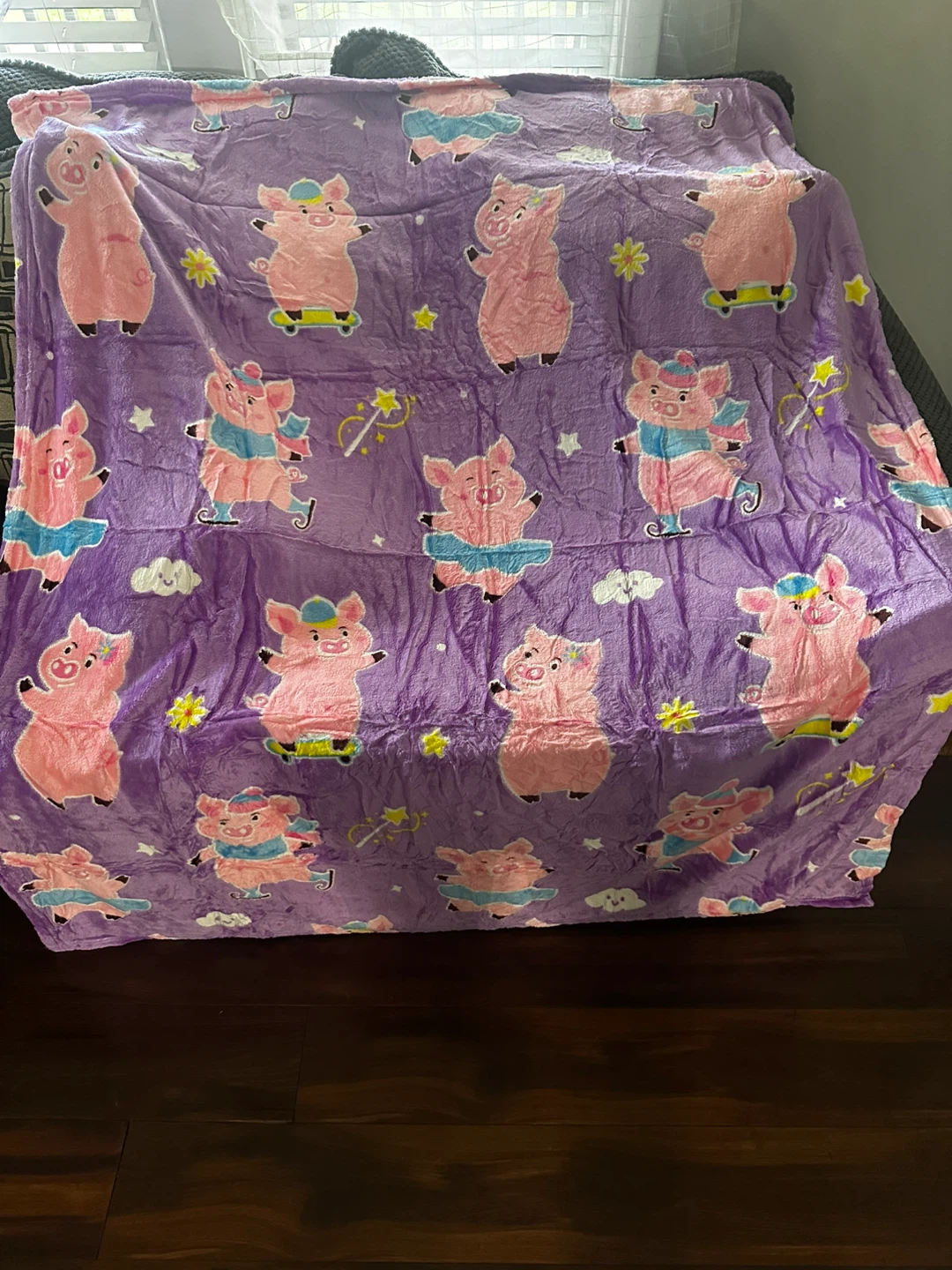 Purple Pig Pattern Fleece Blanket - photo 2