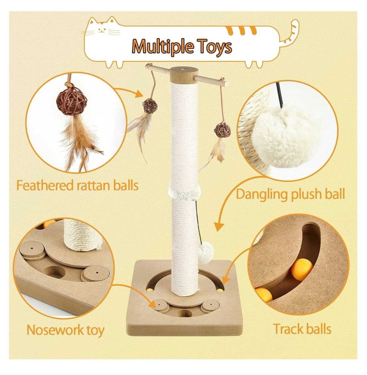 Cat Playground Scratching Post with Toys - photo 3