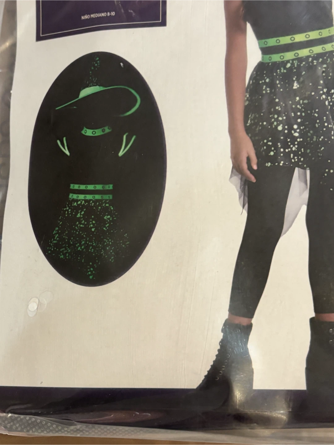 Girls Witch Halloween Costume Size Medium 8-10 Glow in Dark New - photo 3