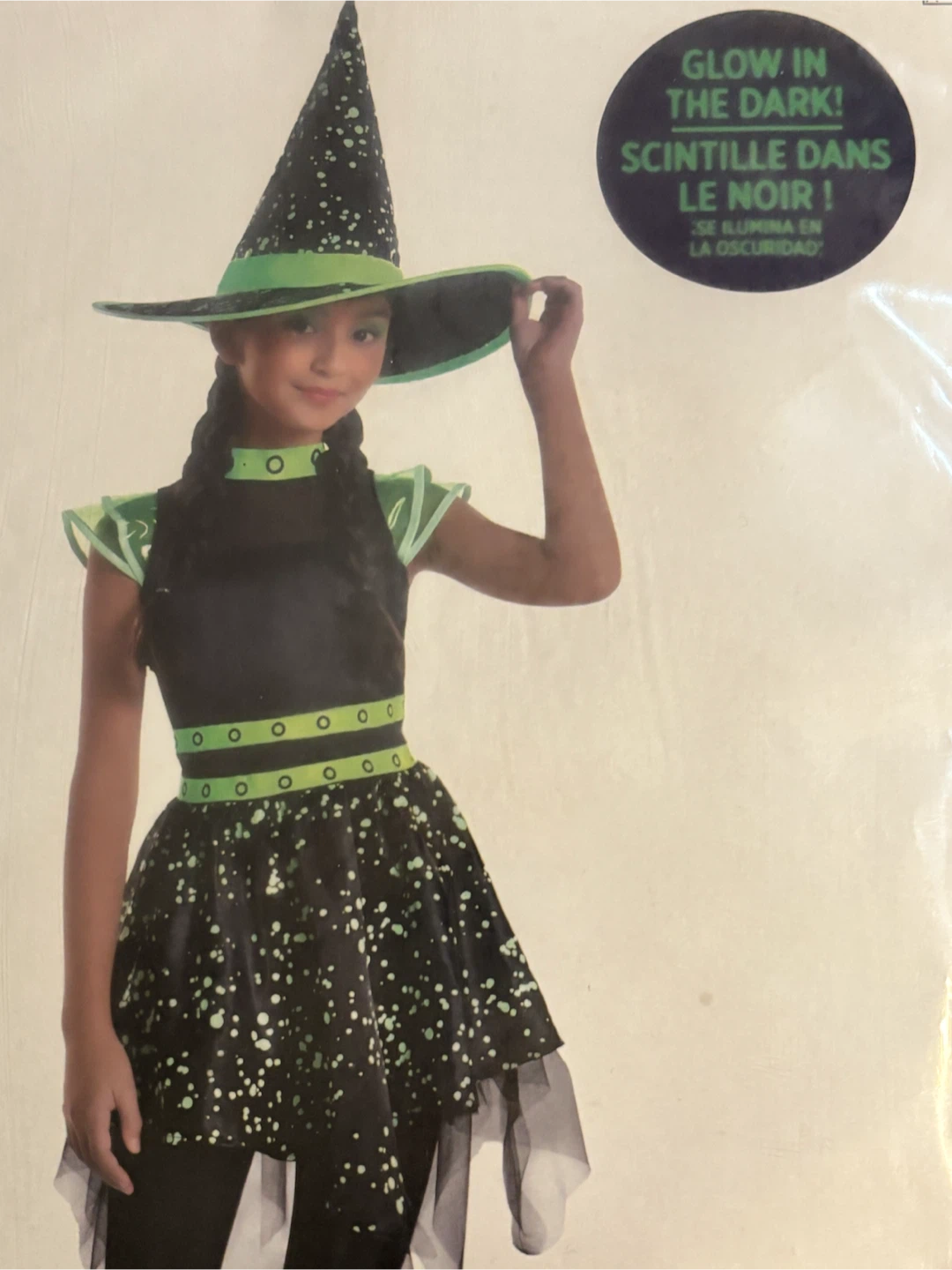 Girls Witch Halloween Costume Size Medium 8-10 Glow in Dark New - photo 5
