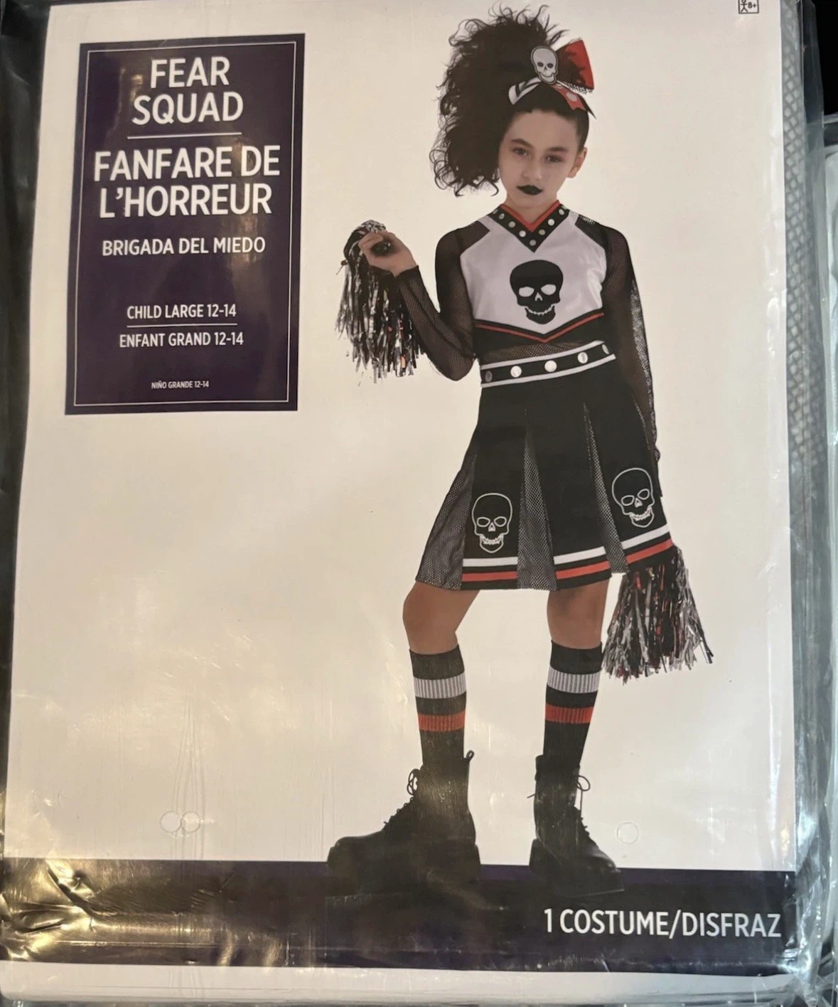 Zombie Cheerleader Costume Girls Large 12-14 Fear Squad New