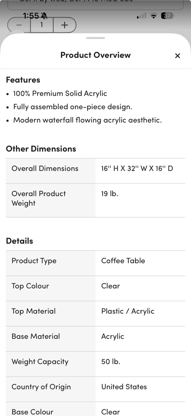 Modern Clear Acrylic Coffee Table - photo 4