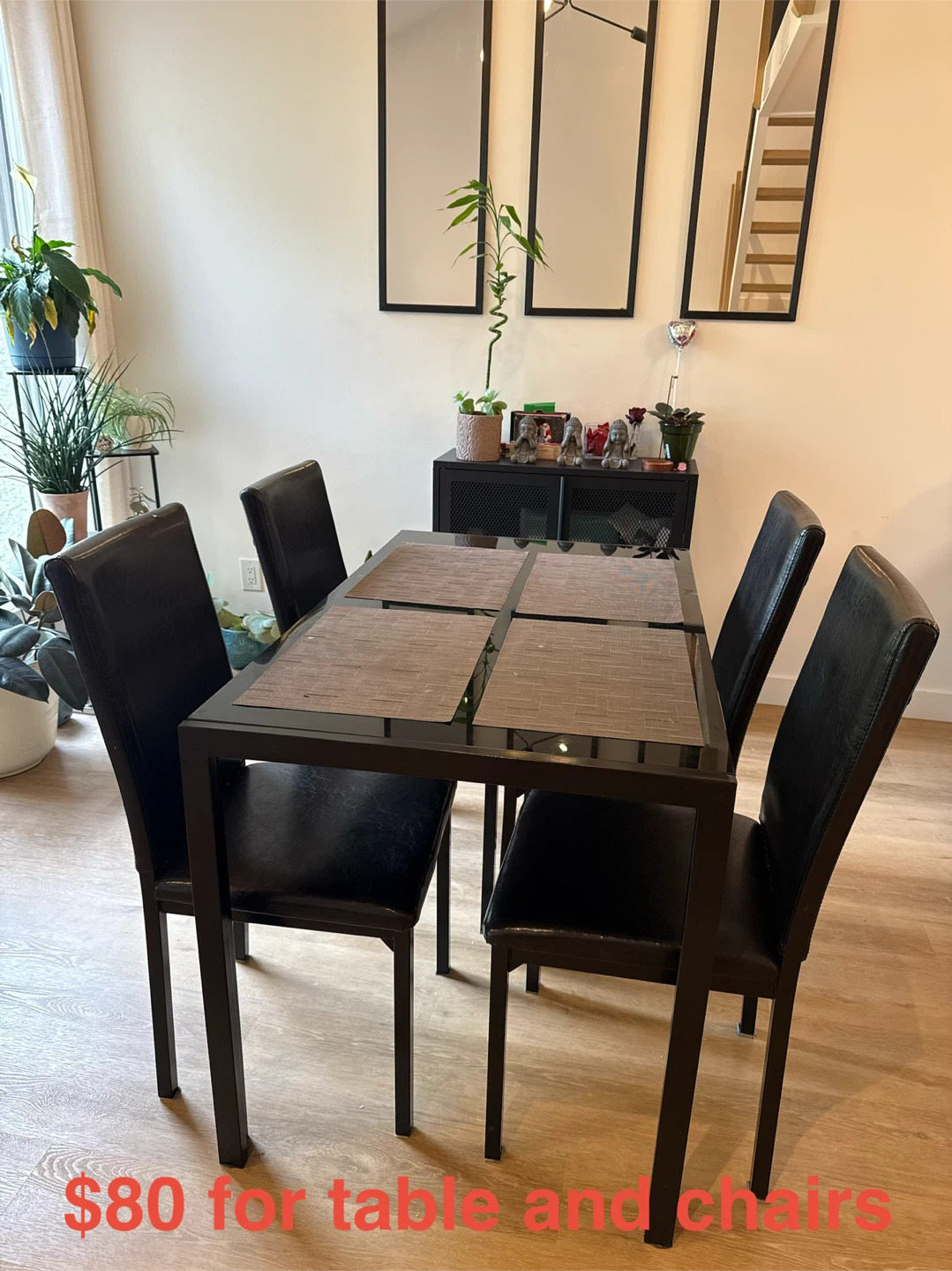 Black Dining Table and Four Chairs