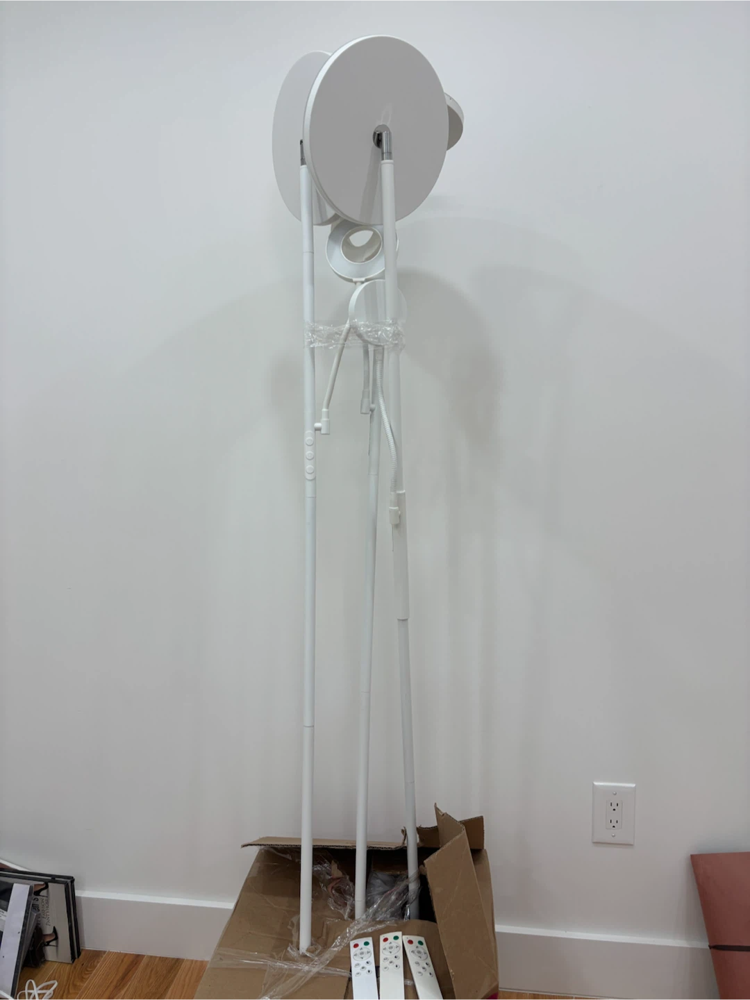 Three (3) White LED Floor Lamps with Remotes