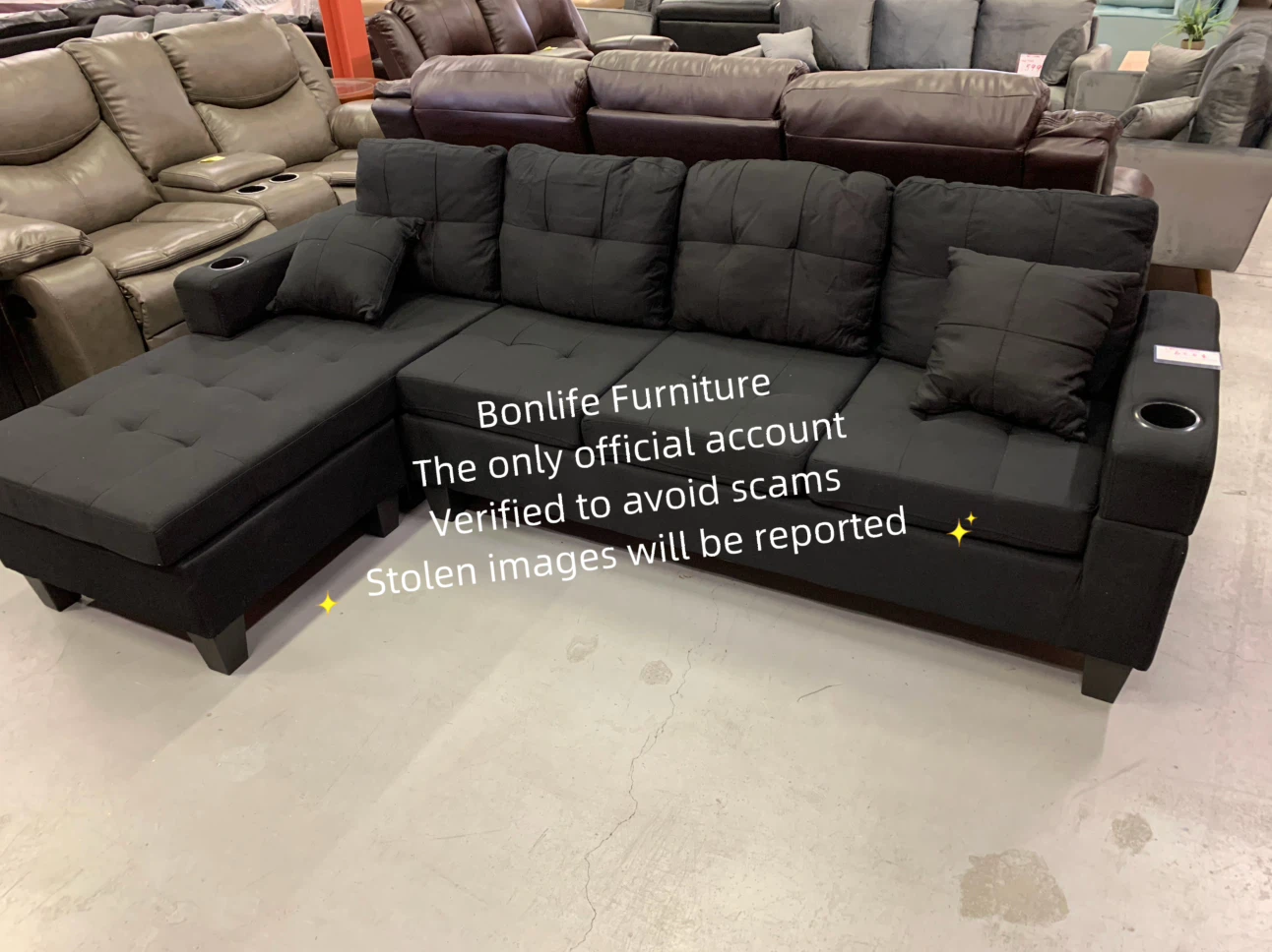 Black fabric sectional sofa on sale
