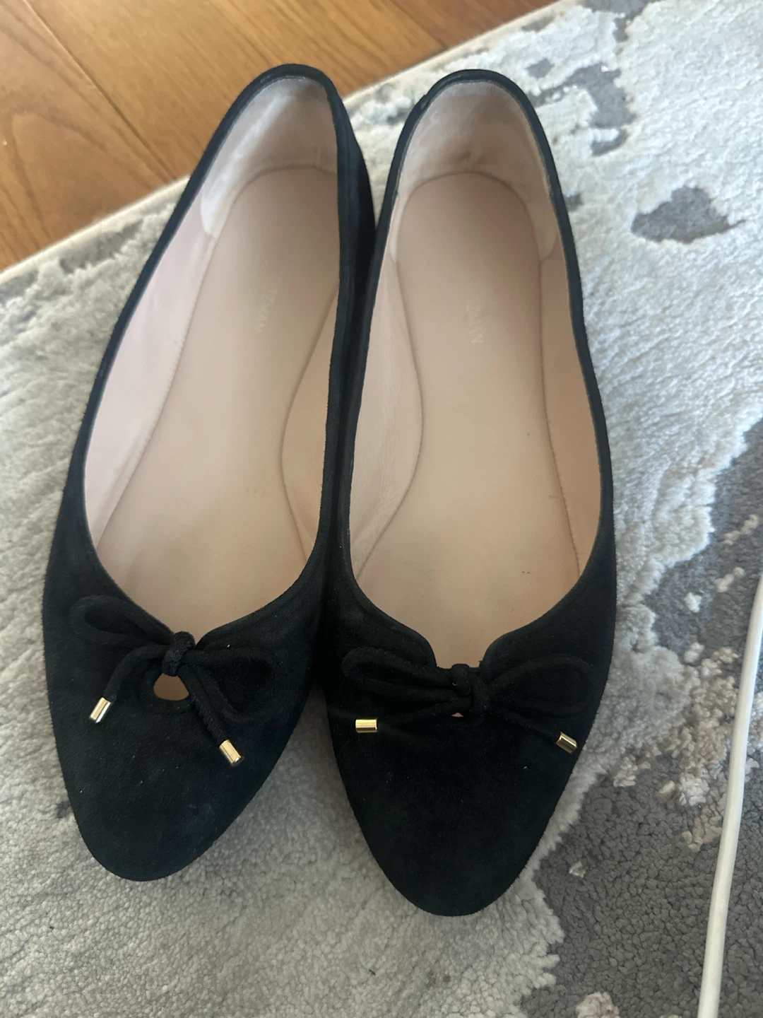 Stuart Weitzman Black Suede Ballet Flats