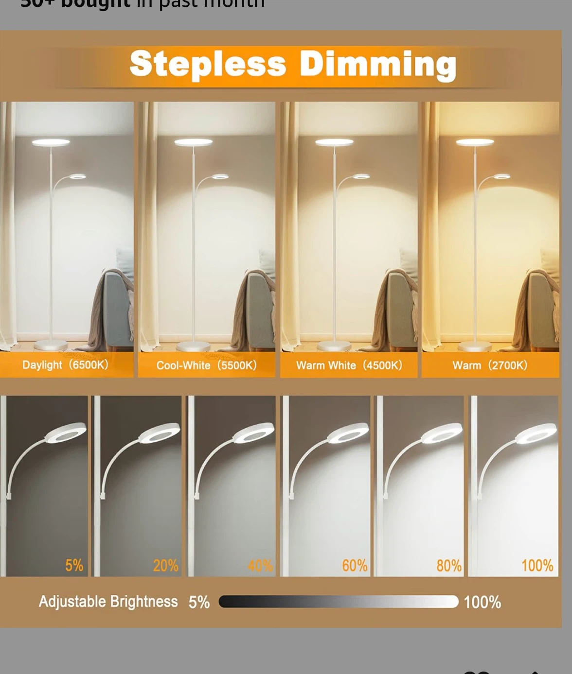 Three (3) White LED Floor Lamps with Remotes - photo 3