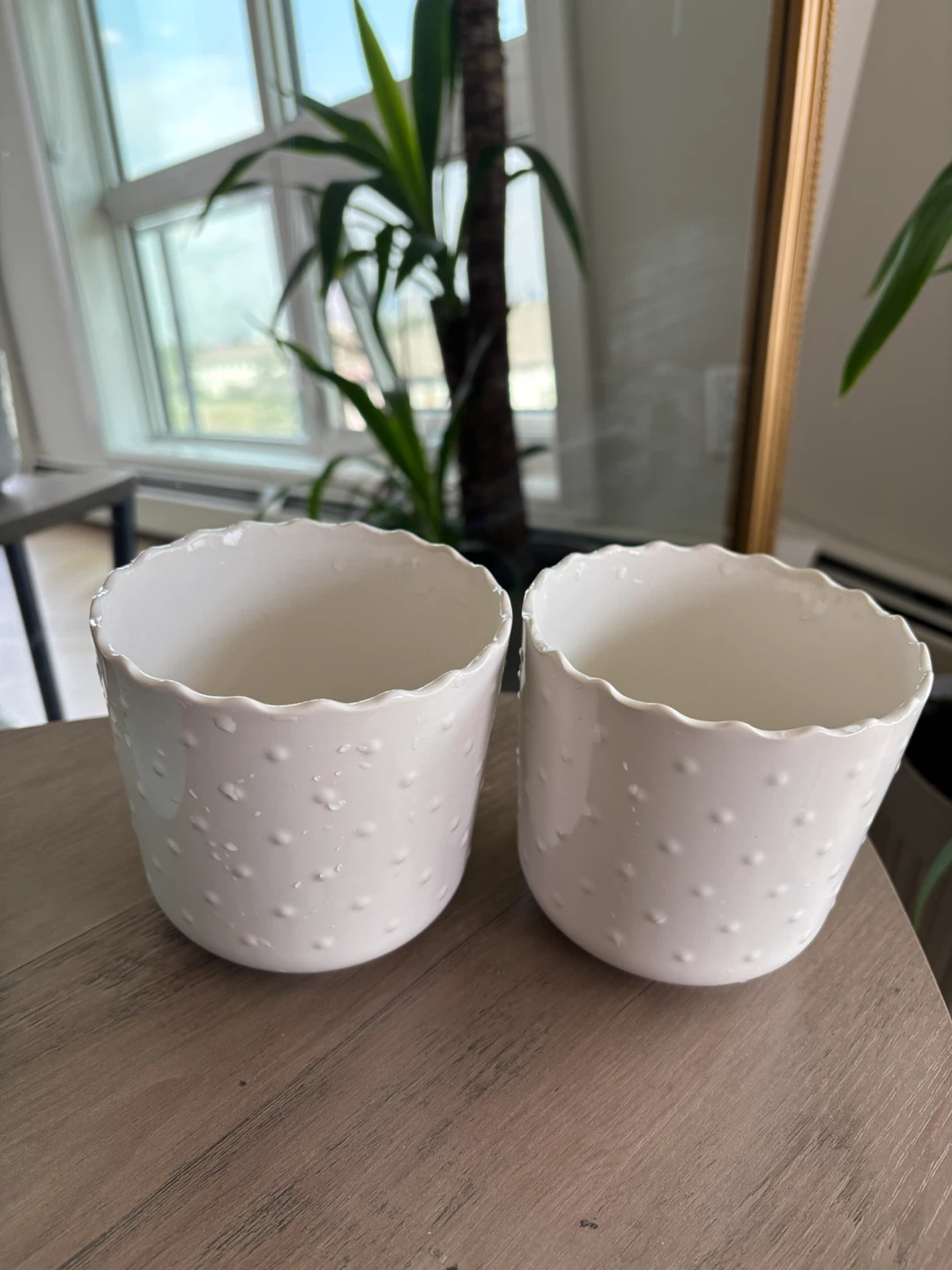 Two White Ceramic Plant Pots - photo 2