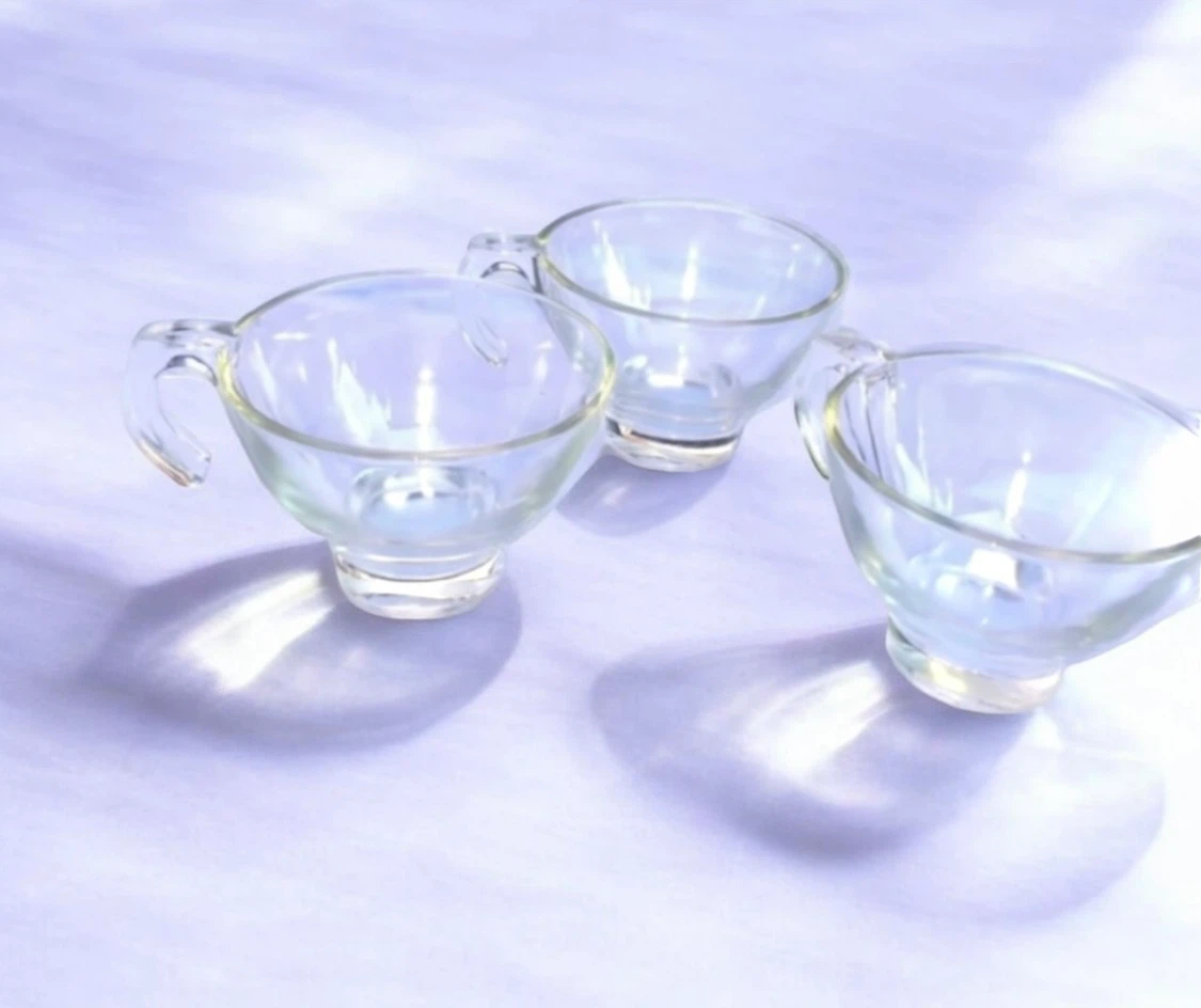 ORCHARD CRYSTAL EMBASSY 3 PUNCH CUPS HOOKED CLEAR GLASS