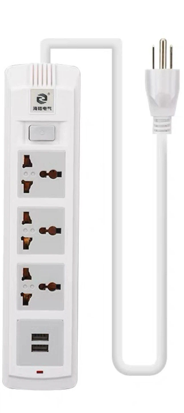 Hailu Electric Power Bar with 3 Outlets and 2 USB Ports