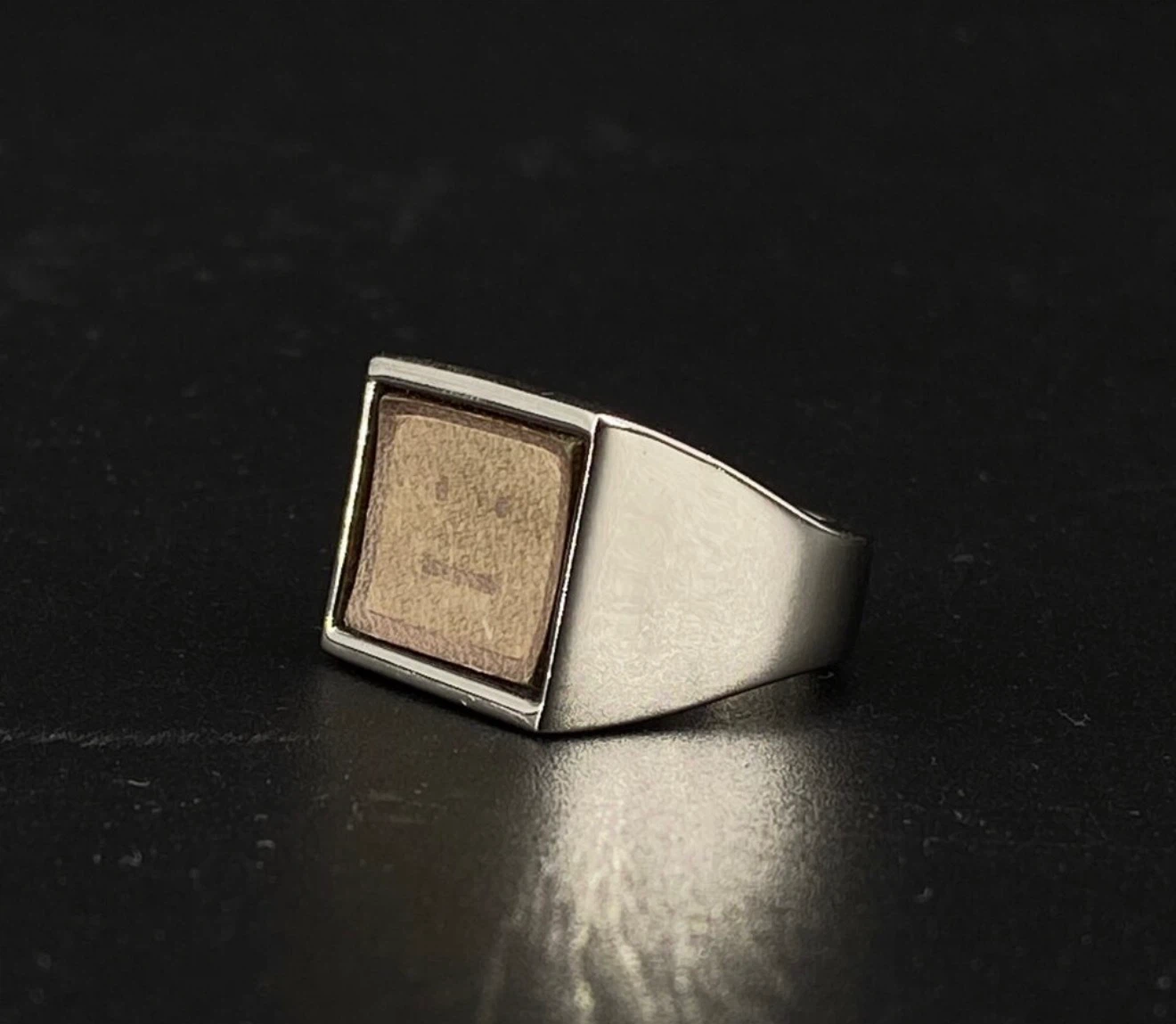 Acne Studios Silver Smile Face Signet Ring S 6.5