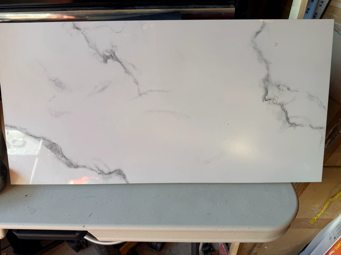 White Marble-Look Ceramic Wall Tile