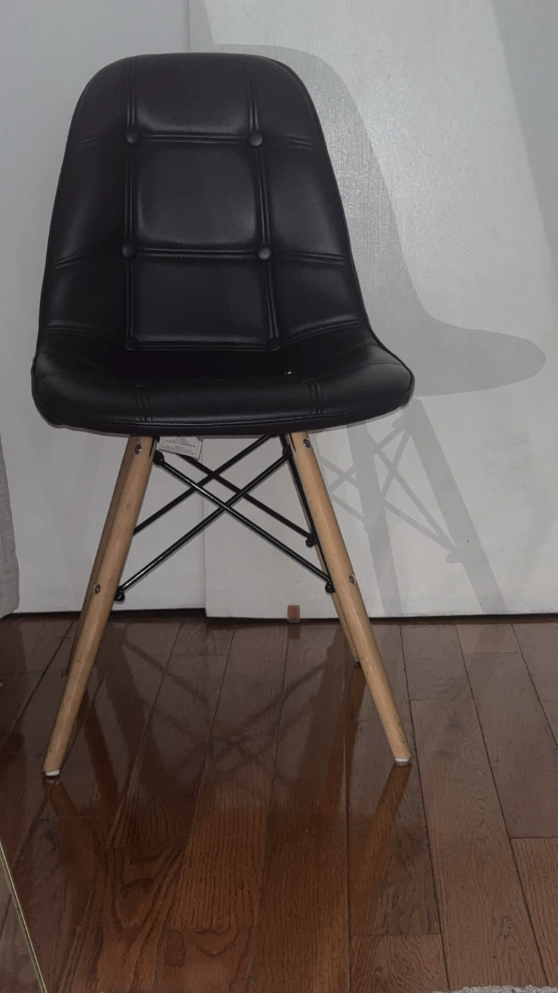 Black Tufted Mid-Century Dining Chair - photo 2