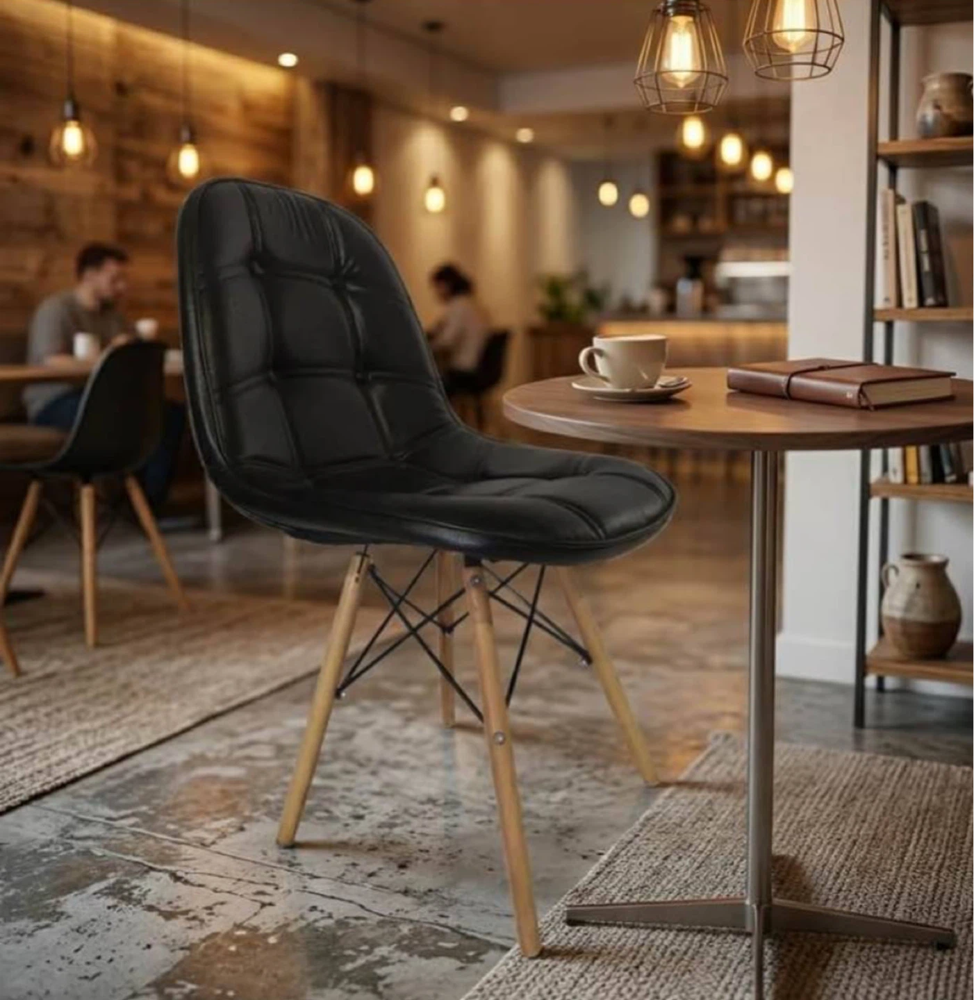 Black Tufted Mid-Century Dining Chair - photo 4