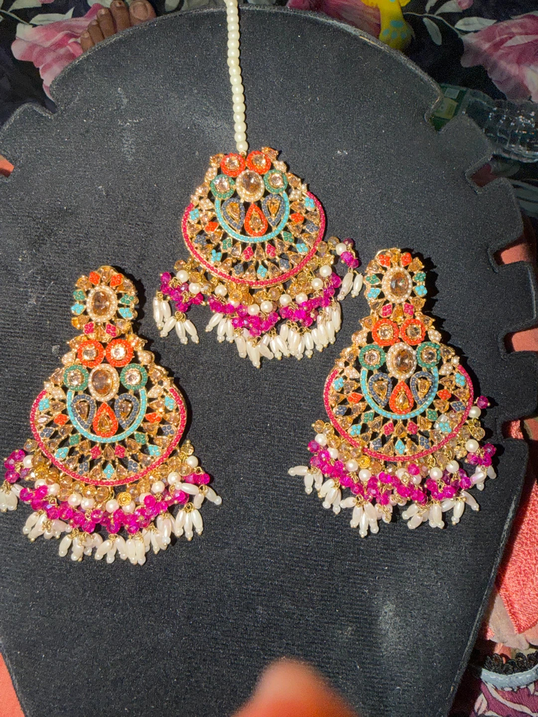 Multicolor Traditional Indian Jewelry Set - photo 2