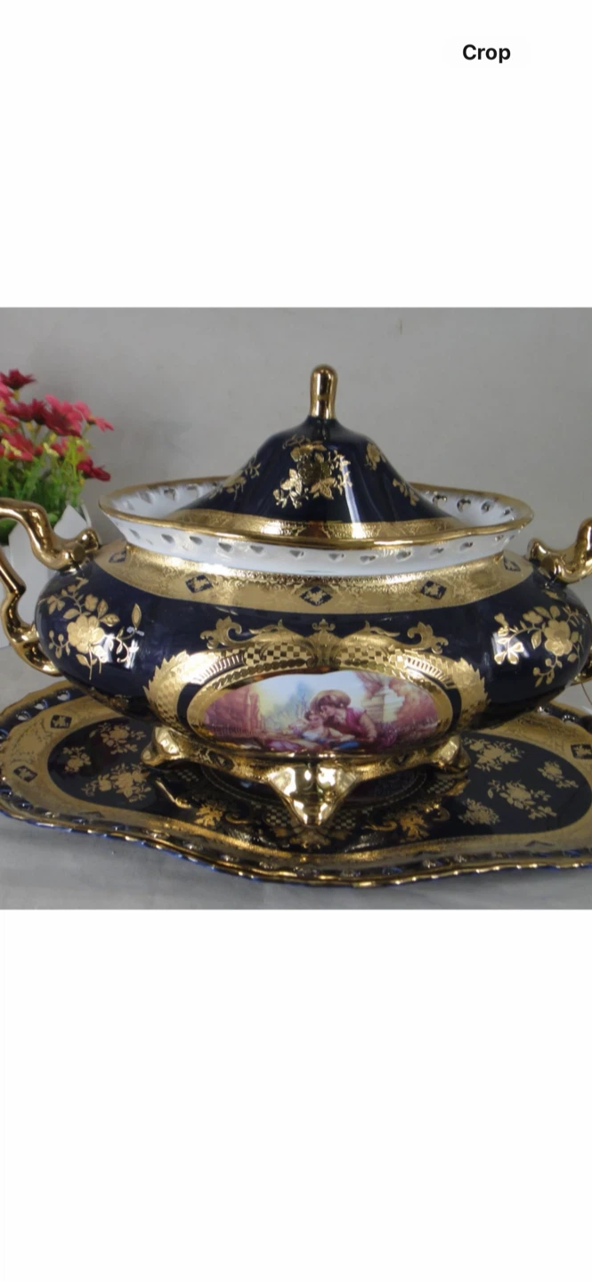 Decorative Porcelain Tureen with Lid and Platter - photo 5