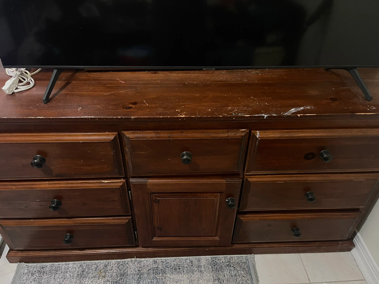 Wooden dresser with mirror