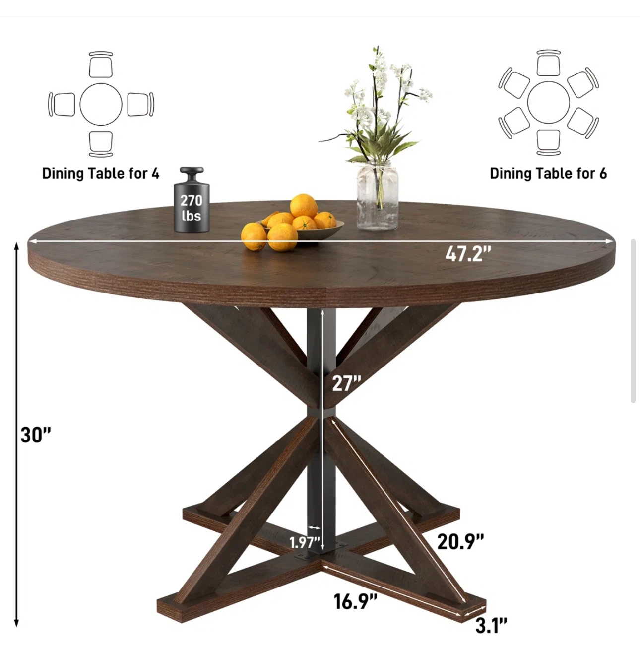 Round Wood Dining Table - photo 3