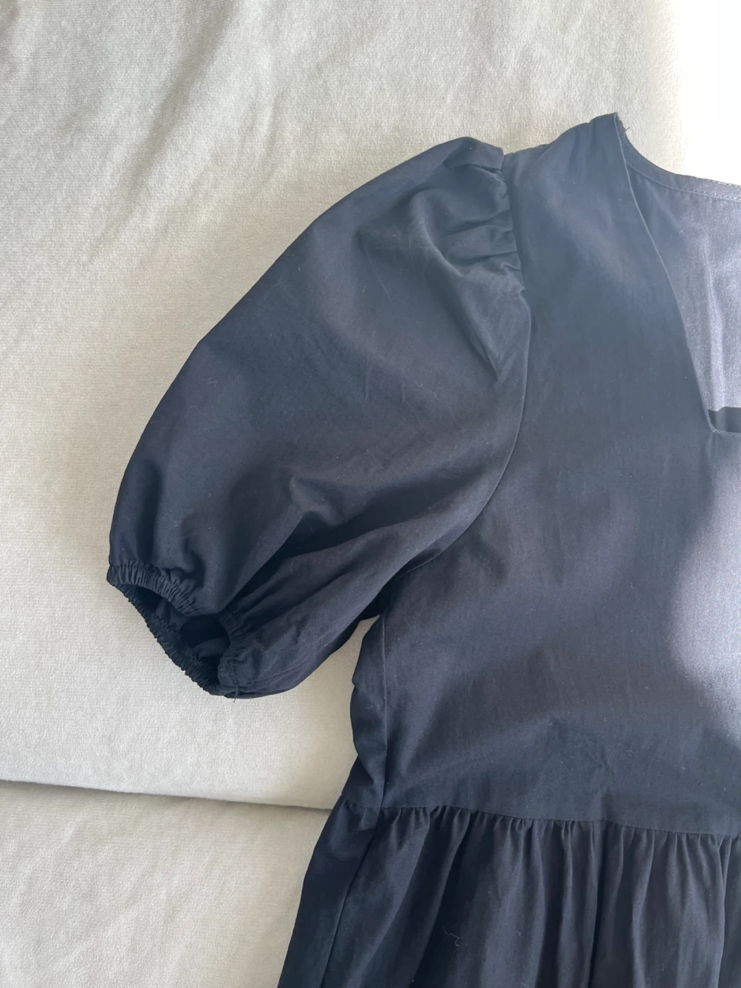 Mini Black Puff Sleeve Tiered Dress - photo 3