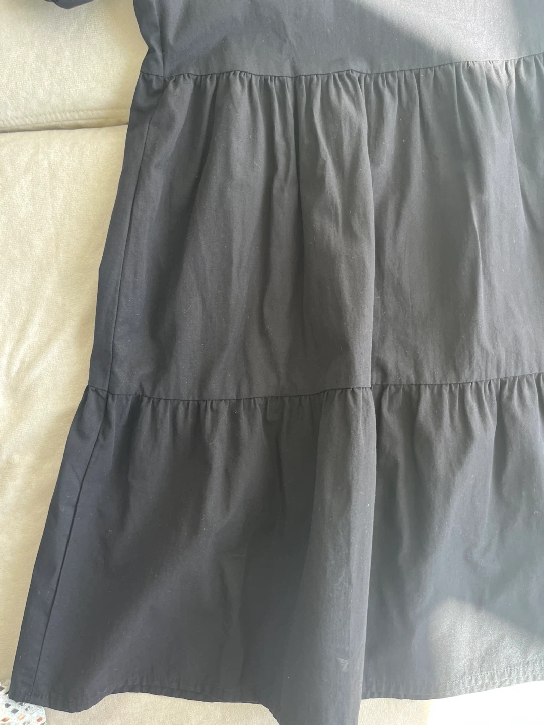 Mini Black Puff Sleeve Tiered Dress - photo 4